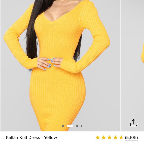 Yellow Knit Dress - Picture 3 of 3